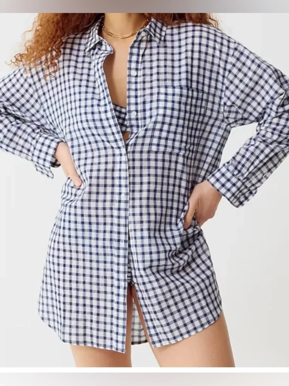 J.Crew - NEW - Gingham Cotton Voile Beach Shirt - Picture 3 of 10